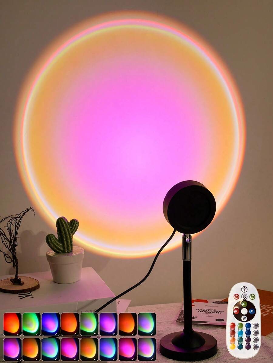 1pc 180 Degree Adjustable Led Remote Controlled RGB 16 Color Projector Lamp & Atmosphere Light For Live Streaming & Photography - Multicolor - View 2