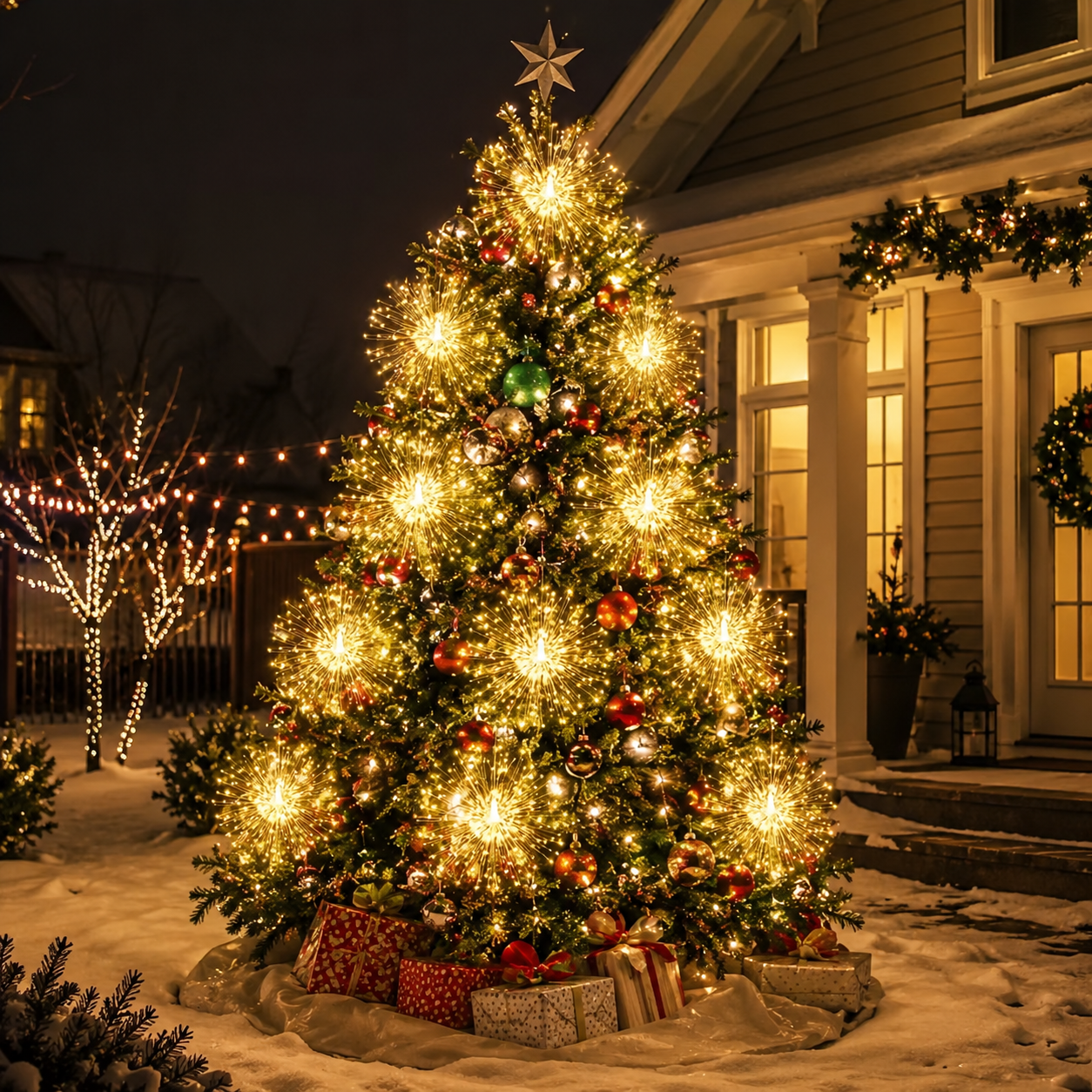 Solar Powered Hanging Firework Lights For Patio Garden And Trees