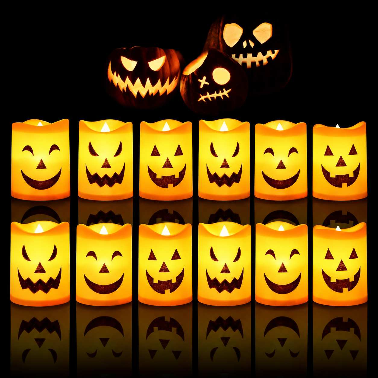 Halloween Flameless LED Pumpkin Candles For Party Night Room Decor