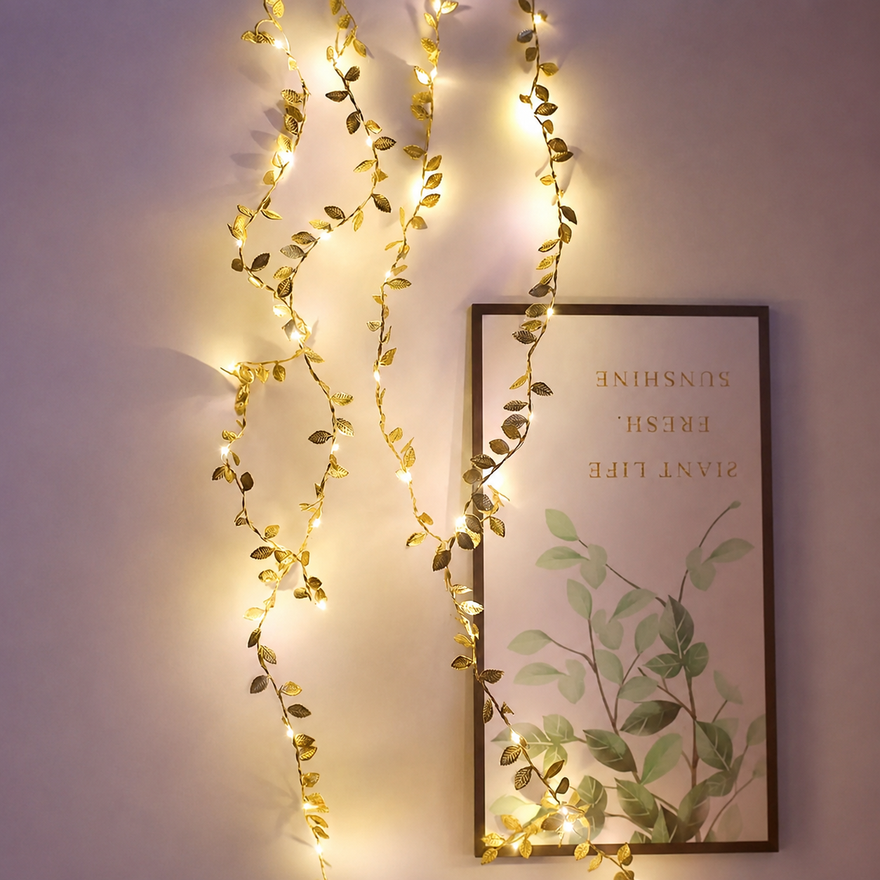 Battery Operated Green Leaf Fairy Lights For Bedroom And Wedding Decor