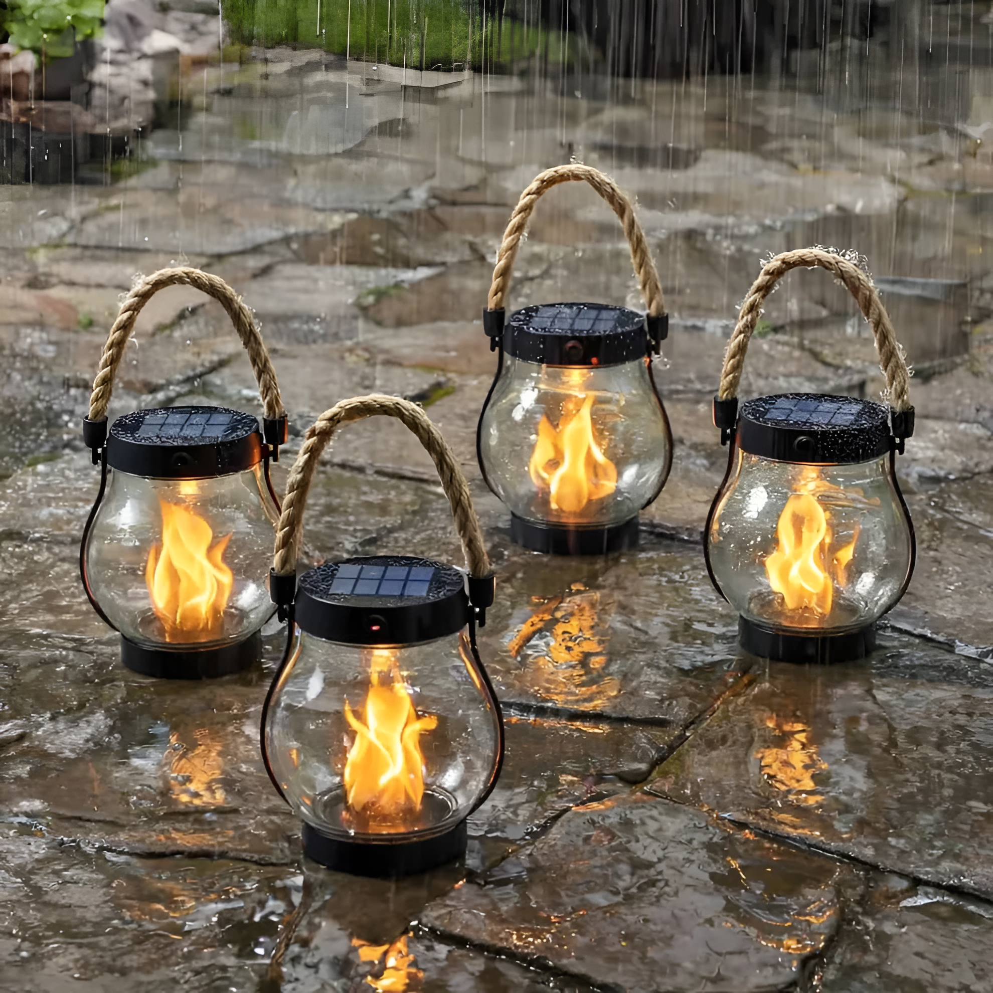 Solar Lantern With Warm Flame Light Effect