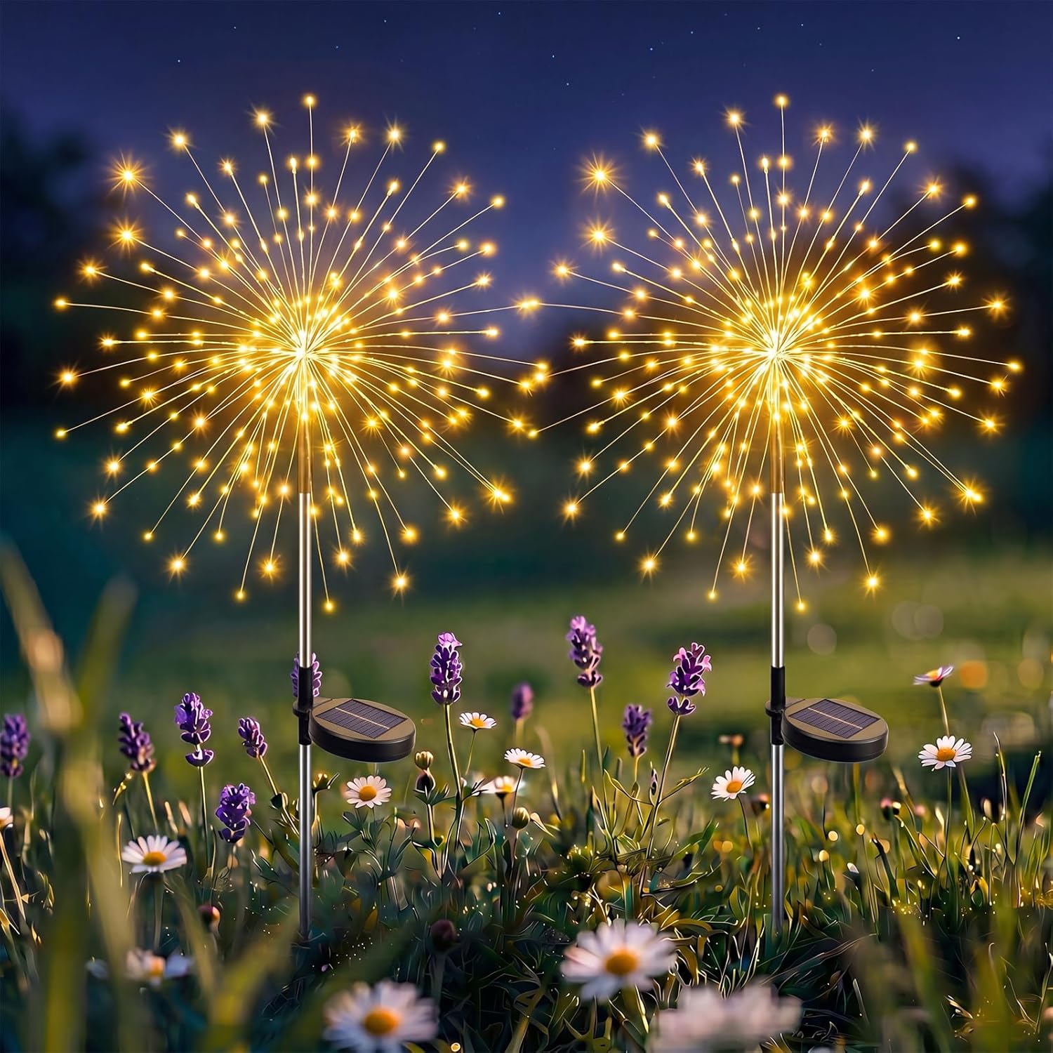 Solar Firework Fairy Outdoor Waterproof Lights With 8 Modes For Garden Patio And Pathway