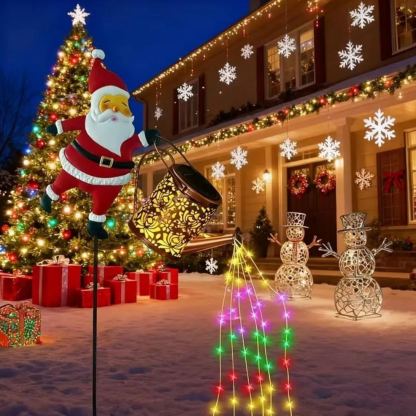 Christmas Santa Solar Kettle Light Vintage Outdoor Garden Decor