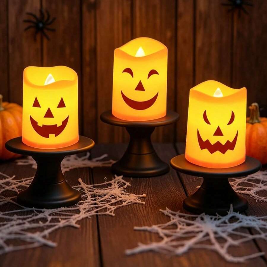 Halloween Flameless LED Pumpkin Candles For Party Night Room Decor