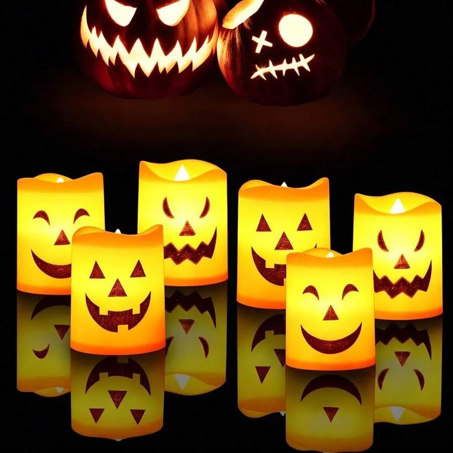 Halloween Flameless LED Pumpkin Candles For Party Night Room Decor
