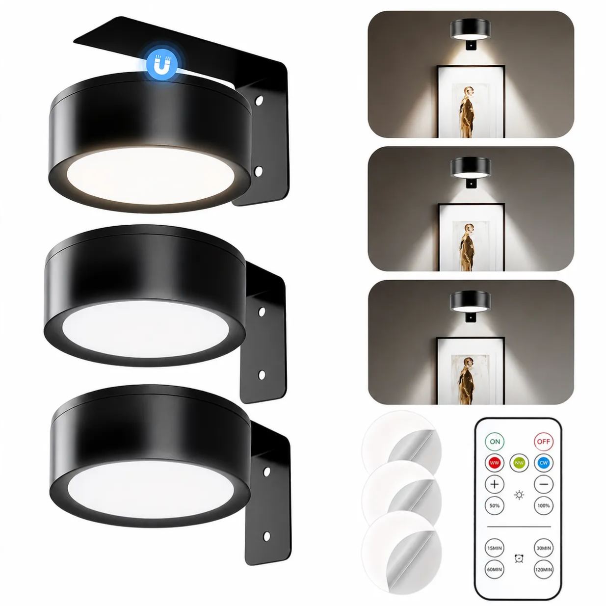 Battery Operated Magnetic LED Picture Light with Remote
