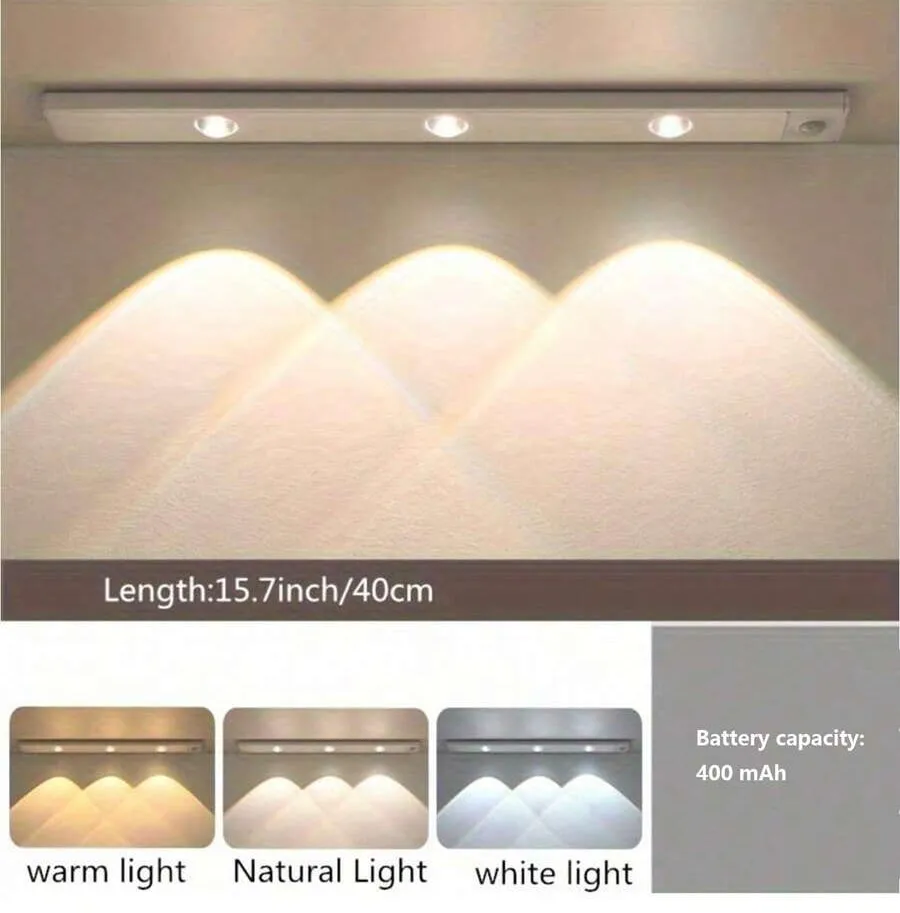 Modern LED Motion Sensor Strip Light, Wireless Rechargeable Magnetic Light Bar For Shoe Cabinets, Display Cases, Wardrobes, Smart Cabinets - Hill Effect, No Wiring Required, Easy Installation, USB-Powered, Plastic Material, Moire Pattern - Cat's Eye Sensor Light - View 13