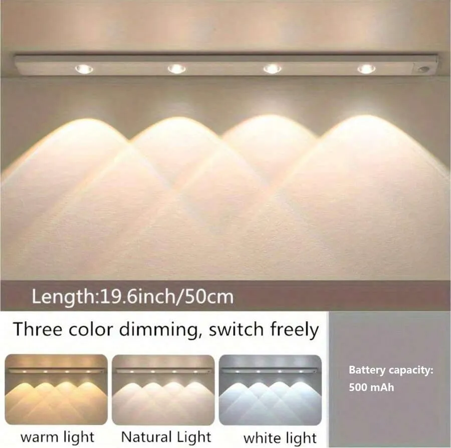 Modern LED Motion Sensor Strip Light, Wireless Rechargeable Magnetic Light Bar For Shoe Cabinets, Display Cases, Wardrobes, Smart Cabinets - Hill Effect, No Wiring Required, Easy Installation, USB-Powered, Plastic Material, Moire Pattern - Cat's Eye Sensor Light - View 14