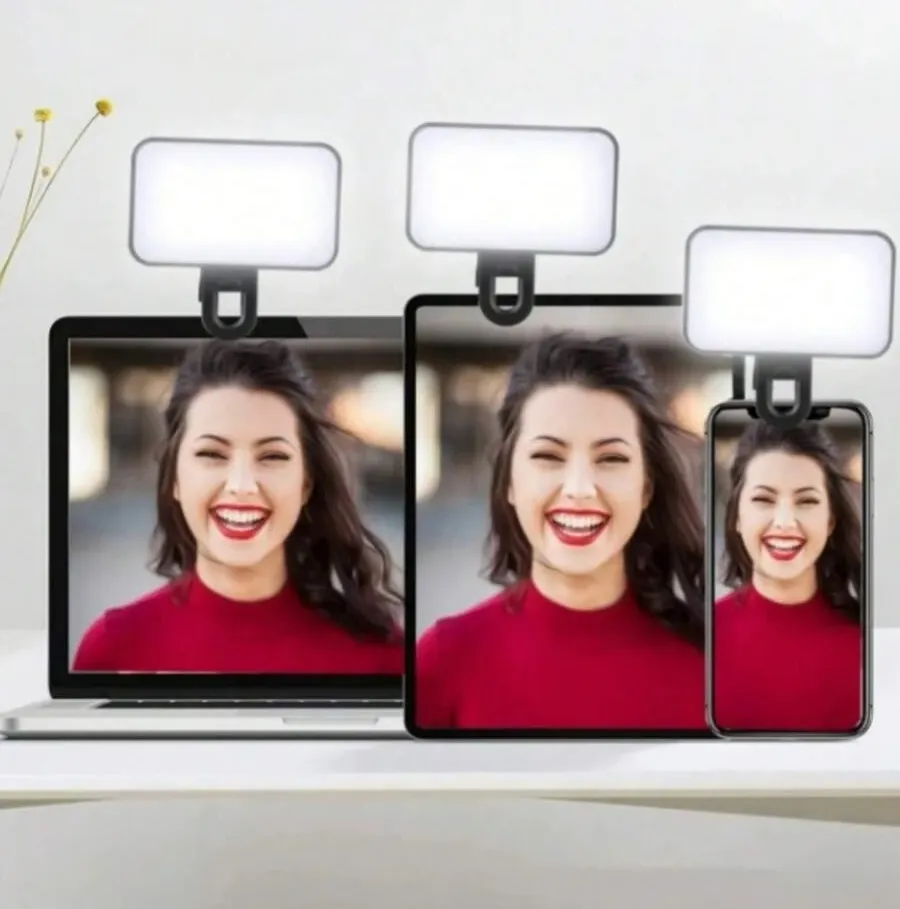 Baijun XU 1pc LED Selfie Light, 3 Lighting Modes, Portable Clip-On Fill Light, Suitable For Makeup, Live Streaming, Zoom Meetings, Rechargeable Clip-On Video/Photo Lighting For Smartphone, Camera - Black - View 4