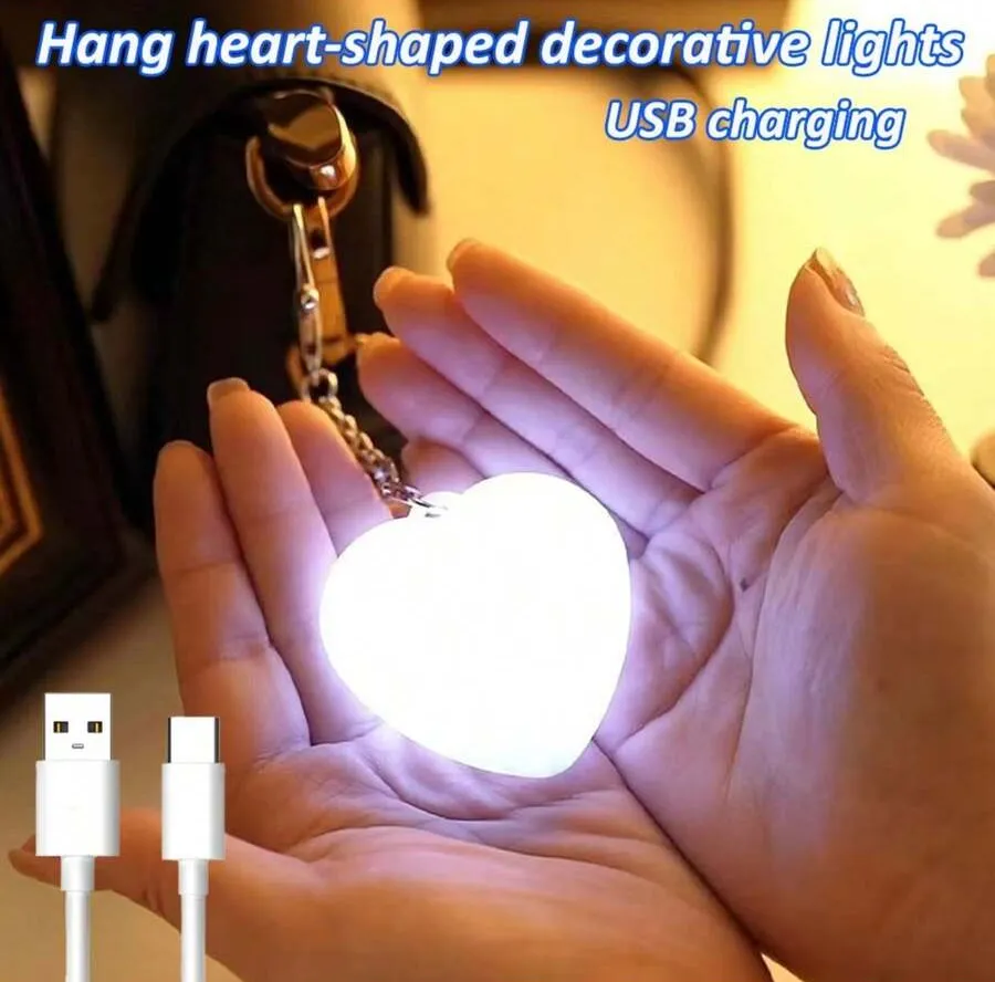 USB Rechargeable Mini Heart-Shaped Touch Sensor Night Light - Automatic Sensing Bag Light, Portable Travel Keychain Pendant Light, Handheld Light Heart, Cat Cloud, Suitable For Romantic Thoughtful Valentine's Day, Mother's Day, Friend Birthday Gifts - Multicolor - View 10