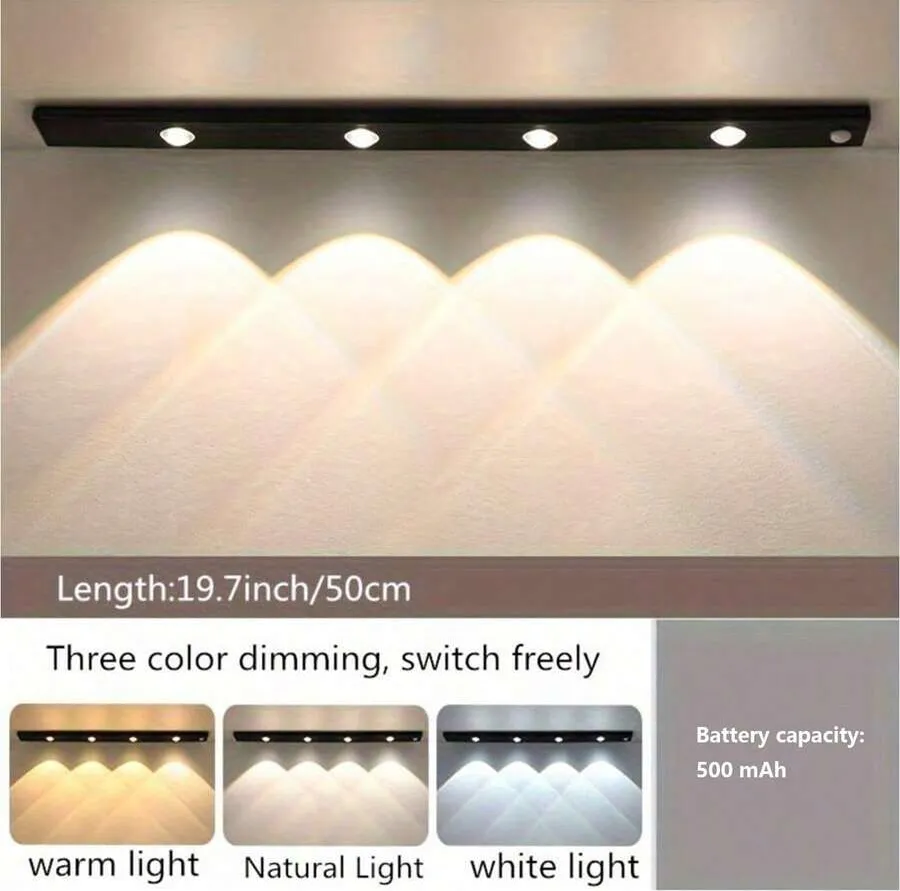 Modern LED Motion Sensor Strip Light, Wireless Rechargeable Magnetic Light Bar For Shoe Cabinets, Display Cases, Wardrobes, Smart Cabinets - Hill Effect, No Wiring Required, Easy Installation, USB-Powered, Plastic Material, Moire Pattern - Cat's Eye Sensor Light - View 15