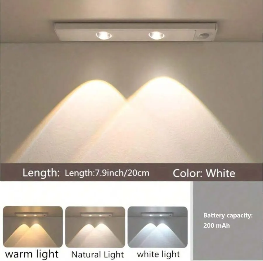 Modern LED Motion Sensor Strip Light, Wireless Rechargeable Magnetic Light Bar For Shoe Cabinets, Display Cases, Wardrobes, Smart Cabinets - Hill Effect, No Wiring Required, Easy Installation, USB-Powered, Plastic Material, Moire Pattern - Cat's Eye Sensor Light - View 16