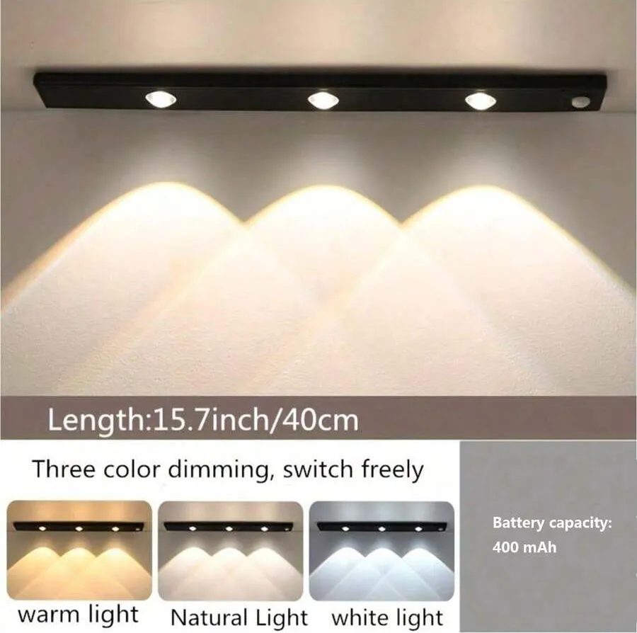 Modern LED Motion Sensor Strip Light, Wireless Rechargeable Magnetic Light Bar For Shoe Cabinets, Display Cases, Wardrobes, Smart Cabinets - Hill Effect, No Wiring Required, Easy Installation, USB-Powered, Plastic Material, Moire Pattern - Cat's Eye Sensor Light - View 18