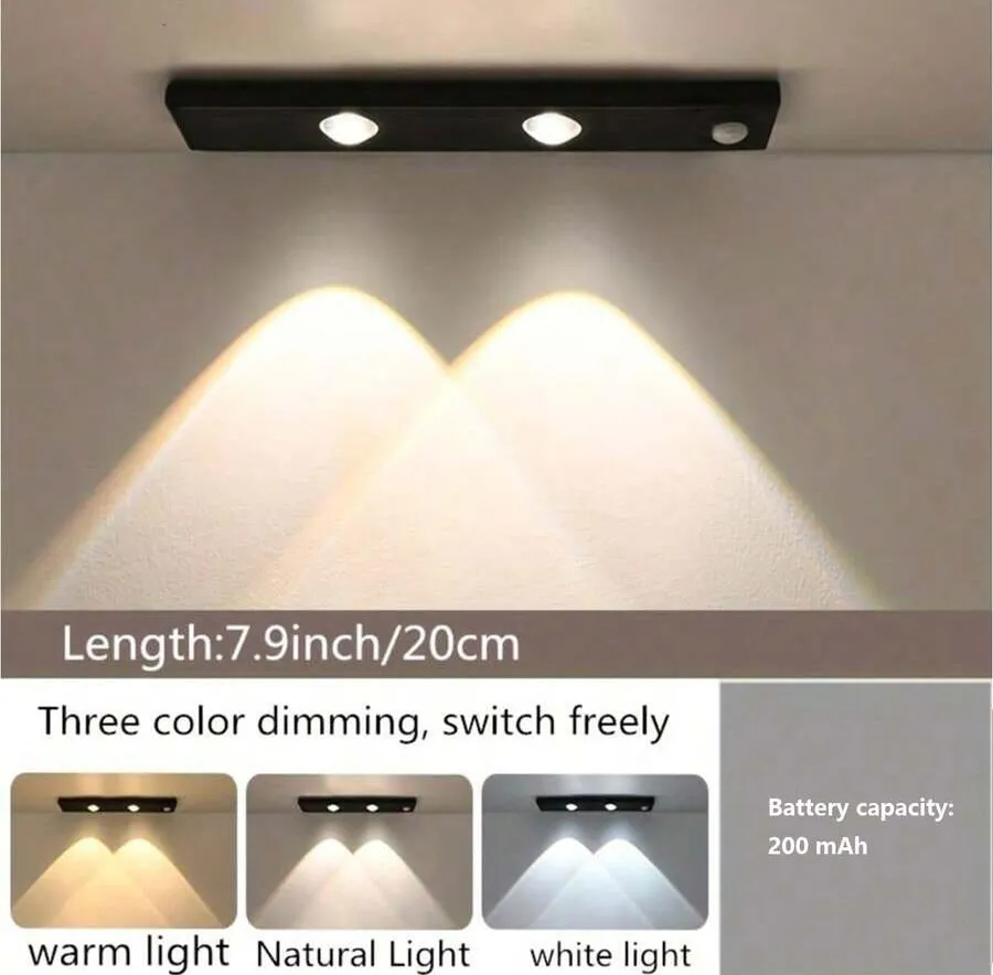 Modern LED Motion Sensor Strip Light, Wireless Rechargeable Magnetic Light Bar For Shoe Cabinets, Display Cases, Wardrobes, Smart Cabinets - Hill Effect, No Wiring Required, Easy Installation, USB-Powered, Plastic Material, Moire Pattern - Cat's Eye Sensor Light - View 17