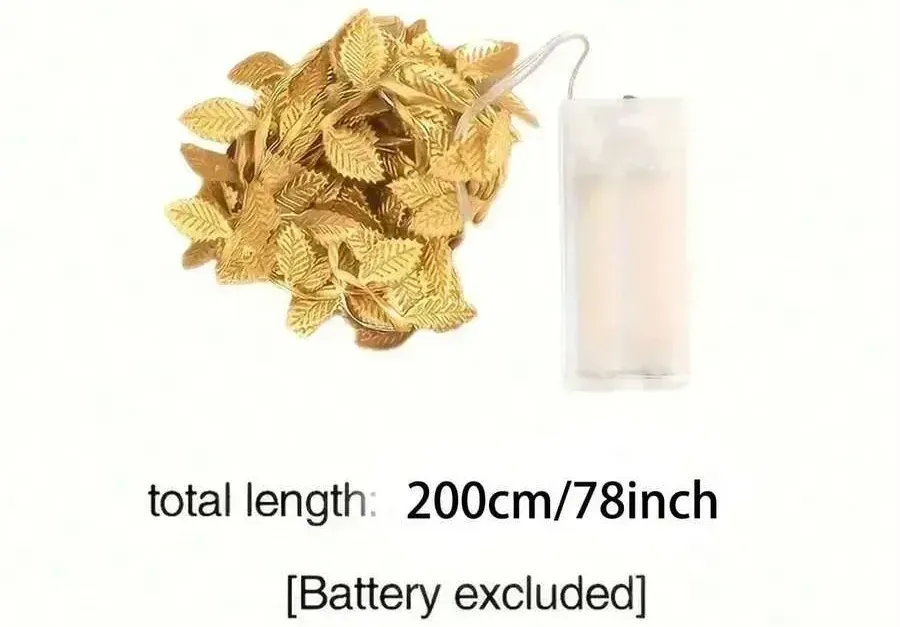 10/5/2m Gold Leaf Fairy Light String, Wedding Table Decoration Light, Indoor Holiday Garland Fairy Light (Battery Not Included), Suitable For Wedding Table Centerpiece Decoration, Wedding Backdrop Decoration, Christmas Tree Decoration - Gold - View 6