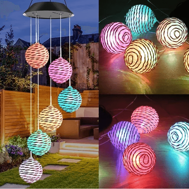 Solar Globe Wind Chime-Solar Flame Torch