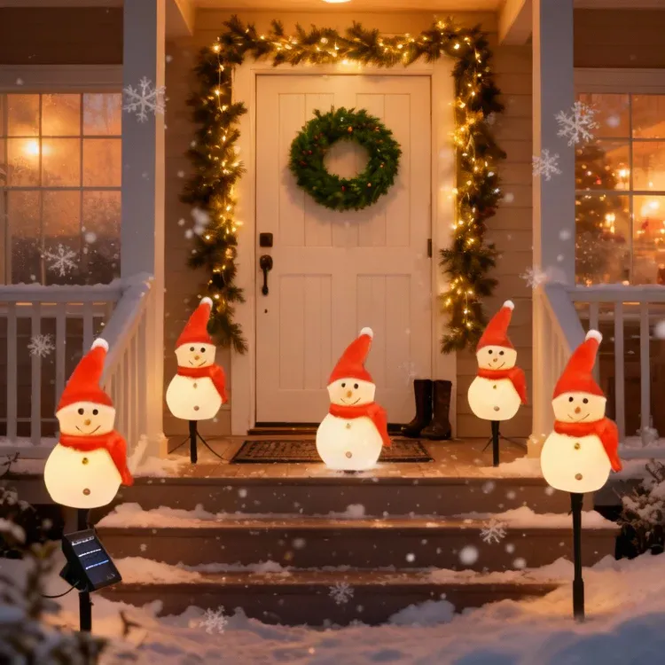 Solar Powered Snowman Outdoor Decorative Path Lights