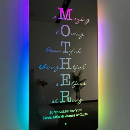 Personalized Acrylic Mirror With LED Light - Solar Flame Torch