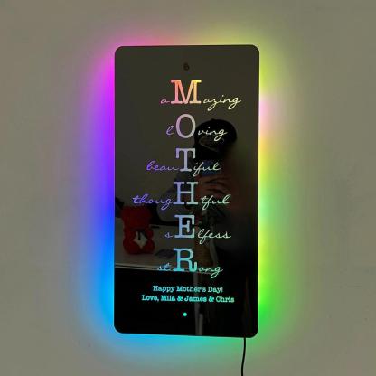 Personalized Acrylic Mirror With LED Light - Solar Flame Torch
