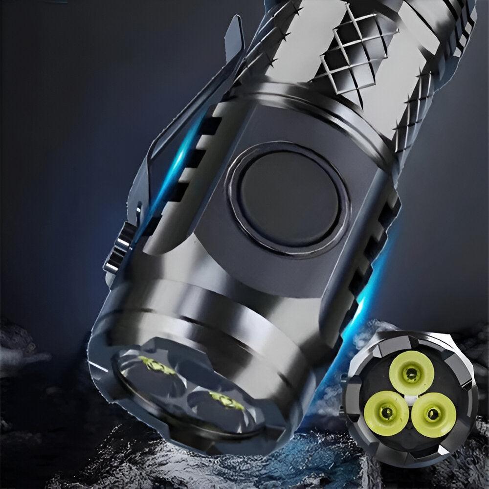 Rechargeable Long Range LED Flashlight - Solar Flame Torch