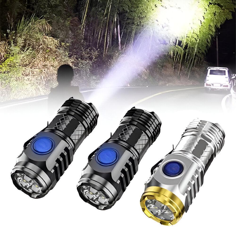 Rechargeable Long Range LED Flashlight - Solar Flame Torch