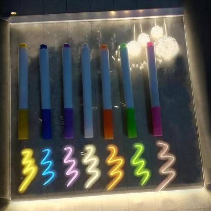 LED Note Board With 7 Colors Pen - Solar Flame Torch