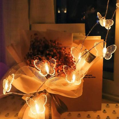 LED Butterfly Fairy String Lights - Solar Flame Torch