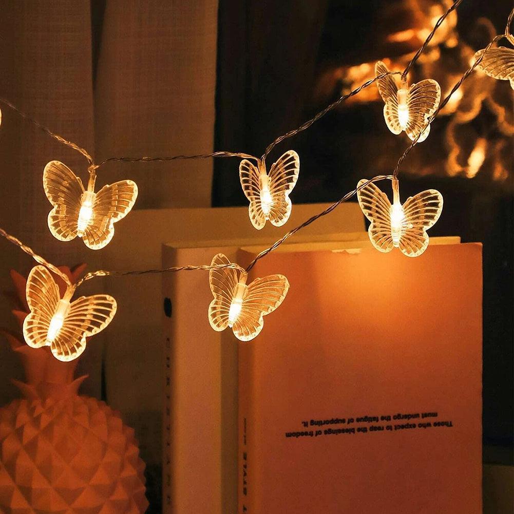 LED Butterfly Fairy String Lights - Solar Flame Torch