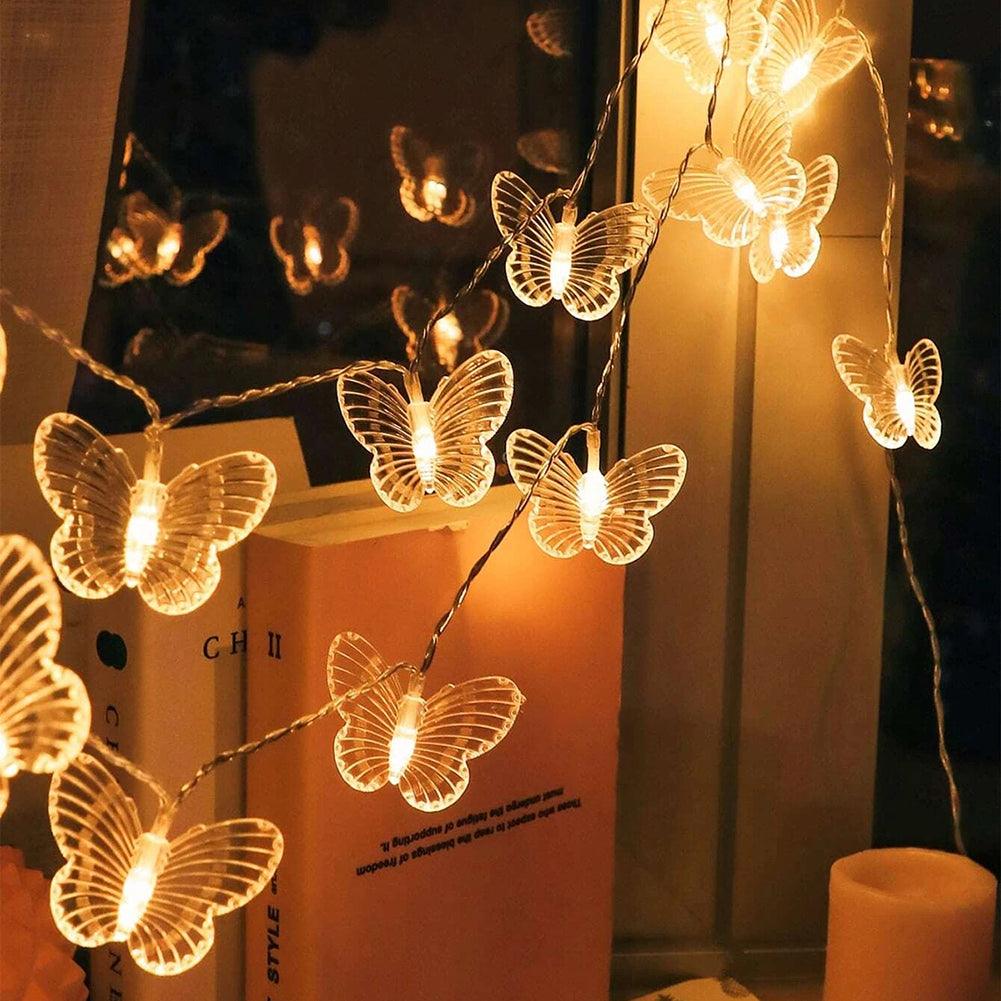 LED Butterfly Fairy String Lights - Solar Flame Torch