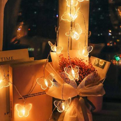 LED Butterfly Fairy String Lights - Solar Flame Torch