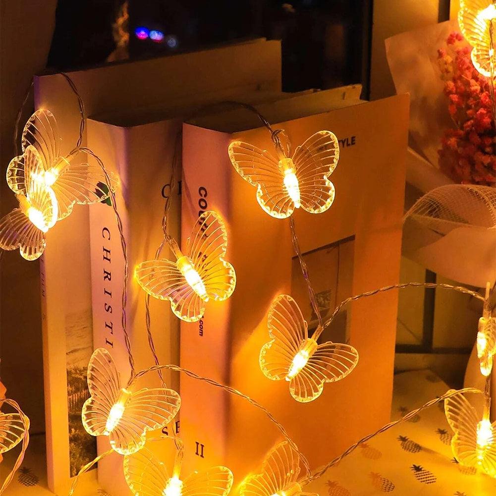 LED Butterfly Fairy String Lights - Solar Flame Torch