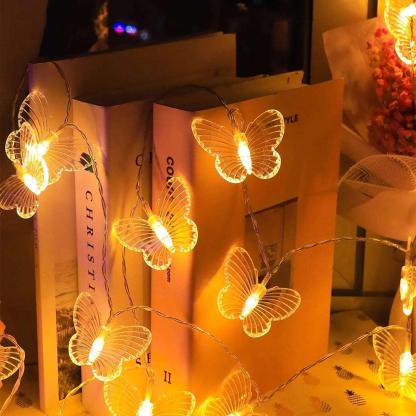 LED Butterfly Fairy String Lights - Solar Flame Torch