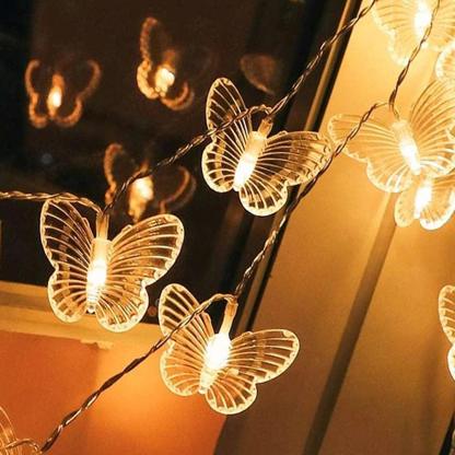 LED Butterfly Fairy String Lights - Solar Flame Torch