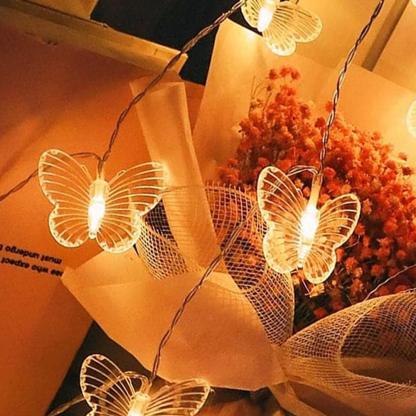 LED Butterfly Fairy String Lights - Solar Flame Torch