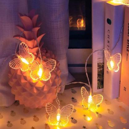 LED Butterfly Fairy String Lights - Solar Flame Torch