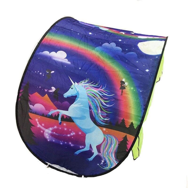 Children's Unicorn Foldable Bed with Mosquito Net - Solar Flame Torch