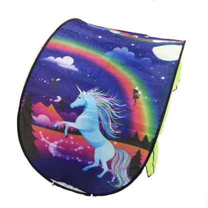 Children's Unicorn Foldable Bed with Mosquito Net - Solar Flame Torch