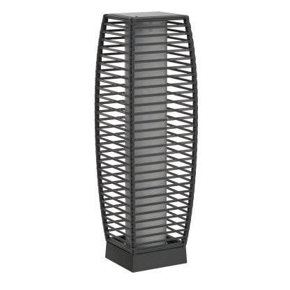 Outdoor Solar Powered Floor Lamp with Wicker Lantern Design for Garden and Porch Decor