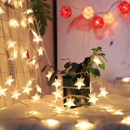 Led Star String Lights - Solar Flame Torch