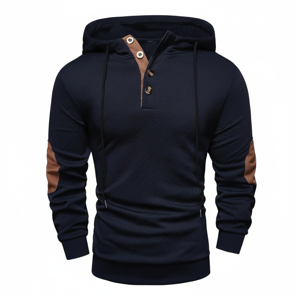 Men Casual Hooded Zip Up Sweatshirt With Contrast Stitching