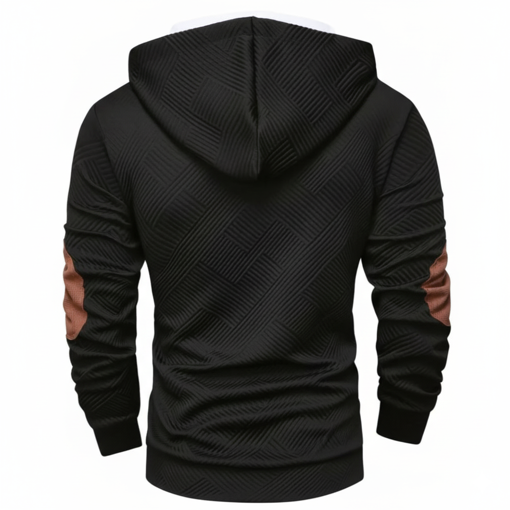 Men Casual Hooded Zip Up Sweatshirt With Contrast Stitching