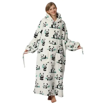 Cartoon Printed Cozy Hooded Blanket
