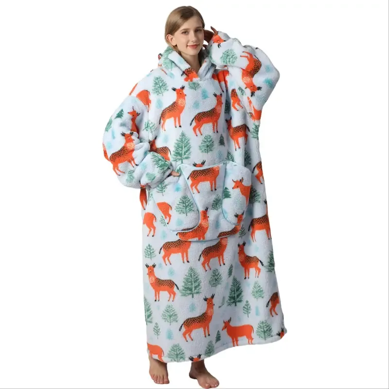 Cartoon Printed Cozy Hooded Blanket