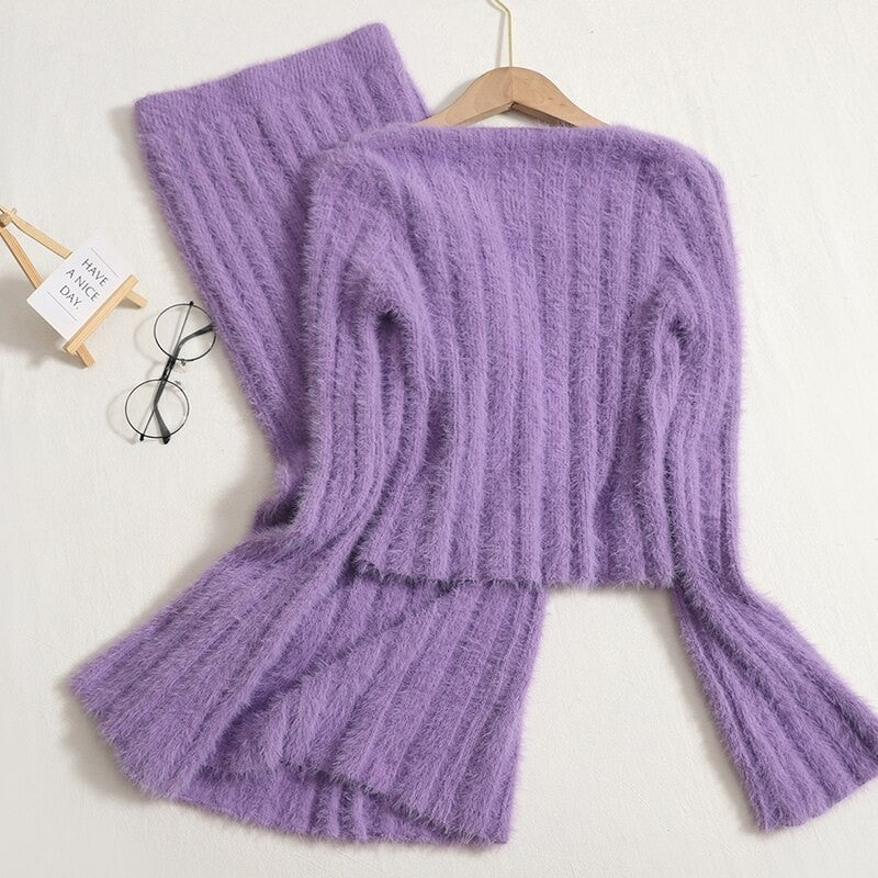 Plush Long Sleeve Skirts Sets For Women-Soco Hoodie