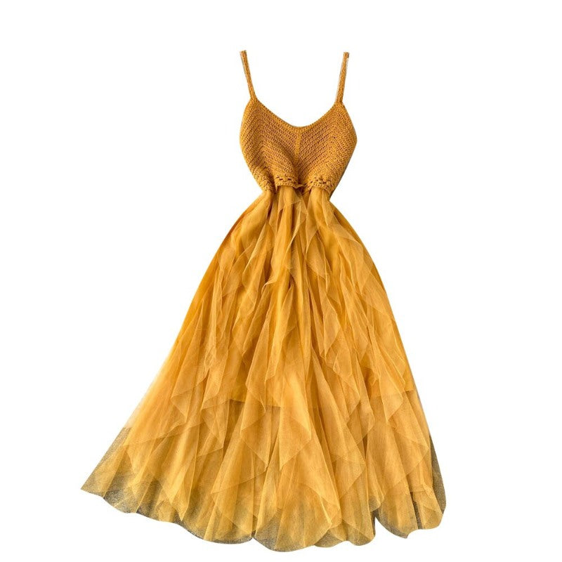 Irregular Net Gauze Fluffy Dress For Women-Soco Hoodie