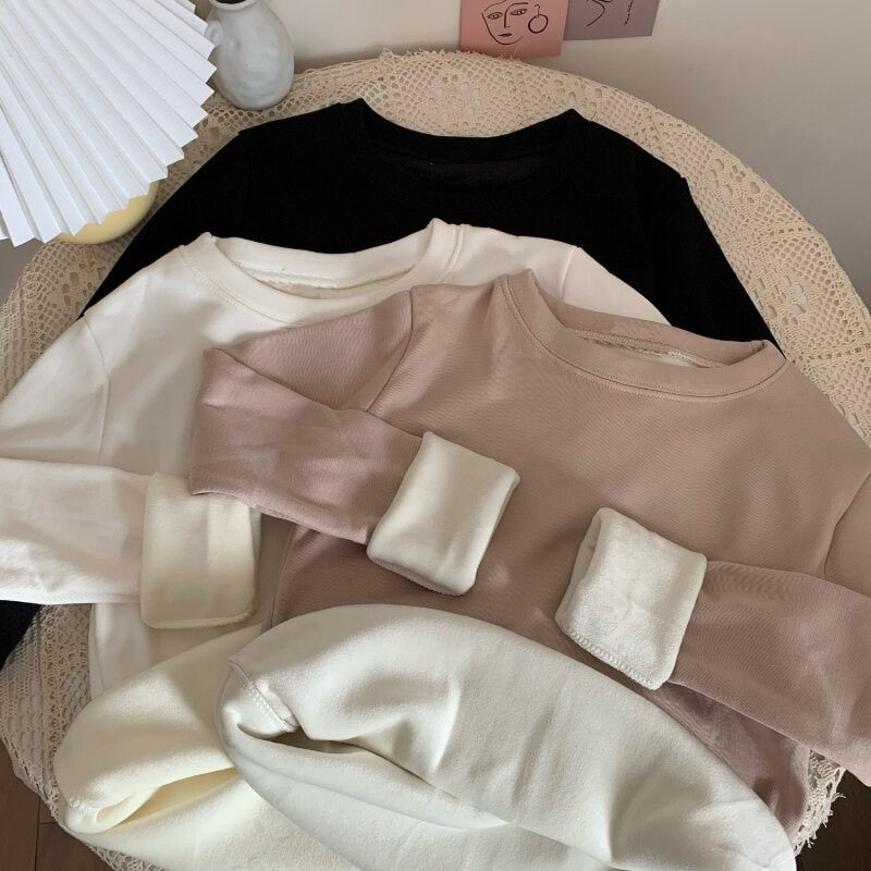 Plush Thickened Long Sleeve T-shirts For Women-Soco Hoodie