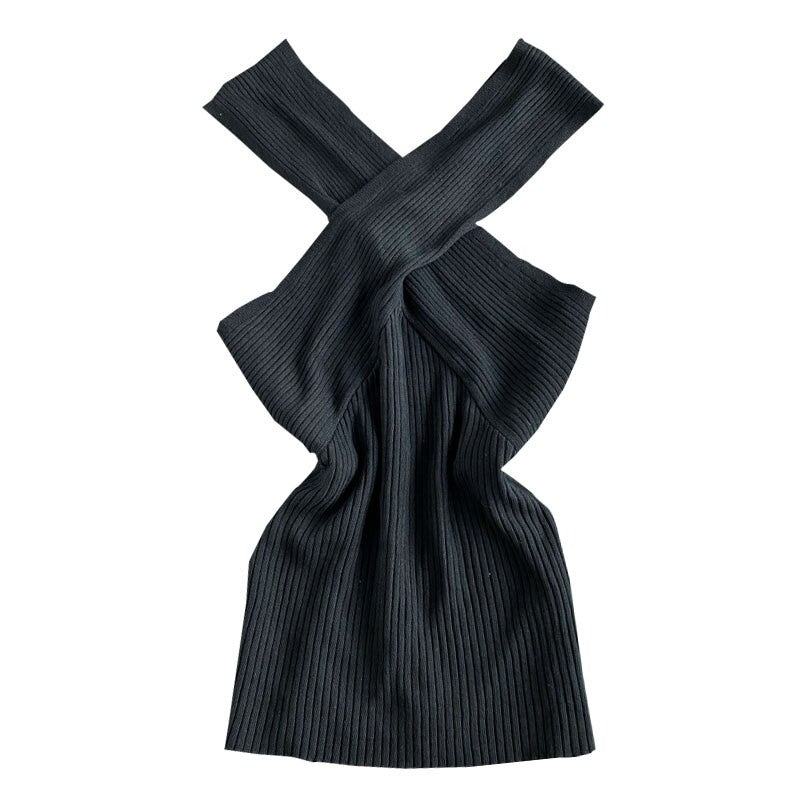 Slim Cross Halter Knit Sweater Tank Tops For Women-Soco Hoodie