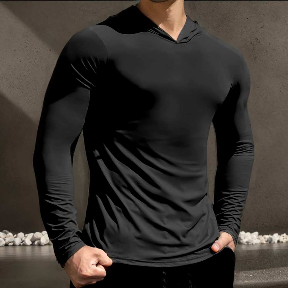 Men Fashion Athletic Long Sleeve Hoodie T-Shirt Workout Pullover Sport Sweatshirt