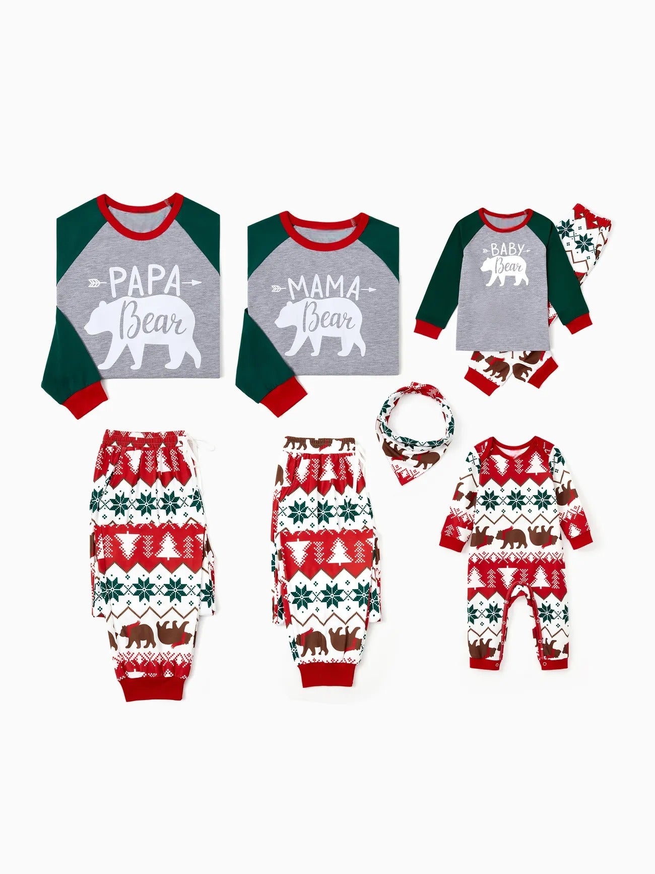 Family Bear Printed Matching Holiday Pajama Set Baby 3M