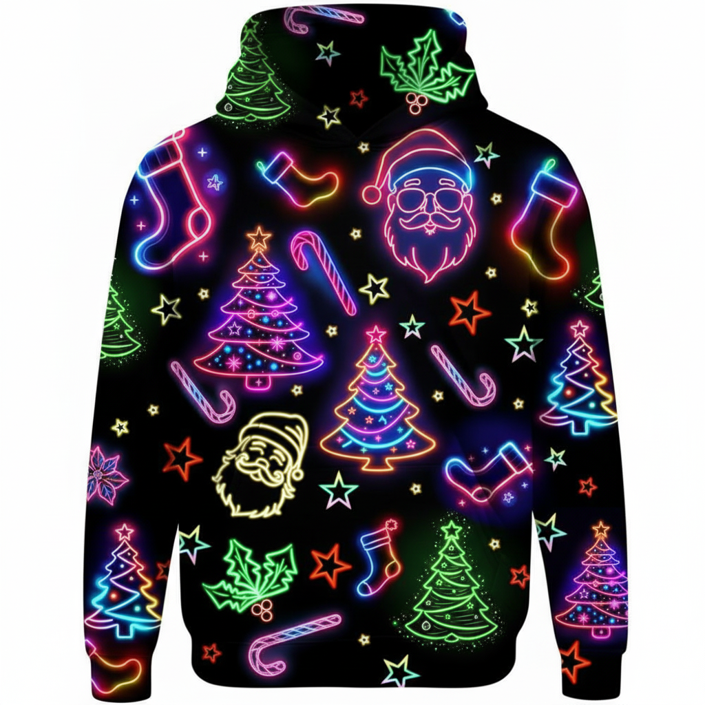 Christmas Print Warm Graphic Pullover Hoodie